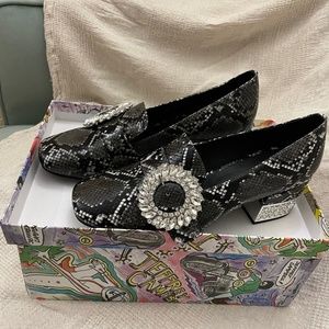 Jeffreycampbell block-heel loafers,crystal,leather,size 8M,was 265,New